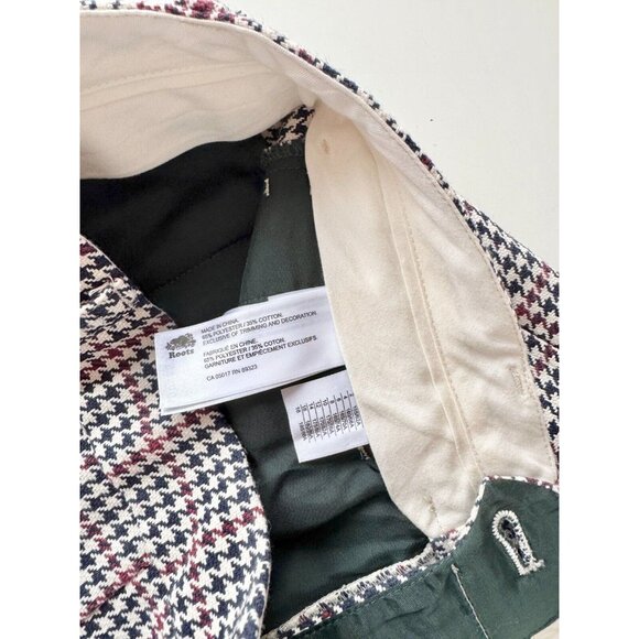 ROOTS Rossland Check Pleat High Waisted Cropped Trousers Pants, Size 4 - Picture 14 of 15